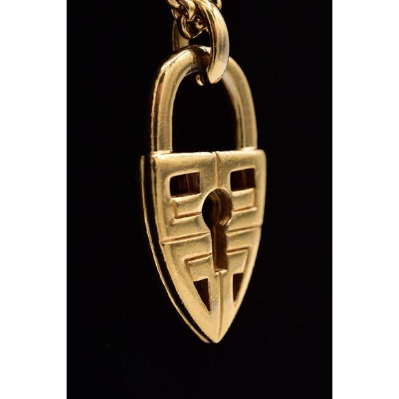 Givenchy Vintage Padlock Logo 4G Pendant Necklace Toggle Chunky Signed BinA17 - Picture 4 of 12